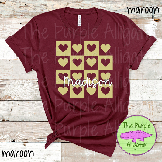 Madison Heart Checkerboard School Spirit - CHOOSE YOUR DESIGN COLOR 0924 (d2f TPA)