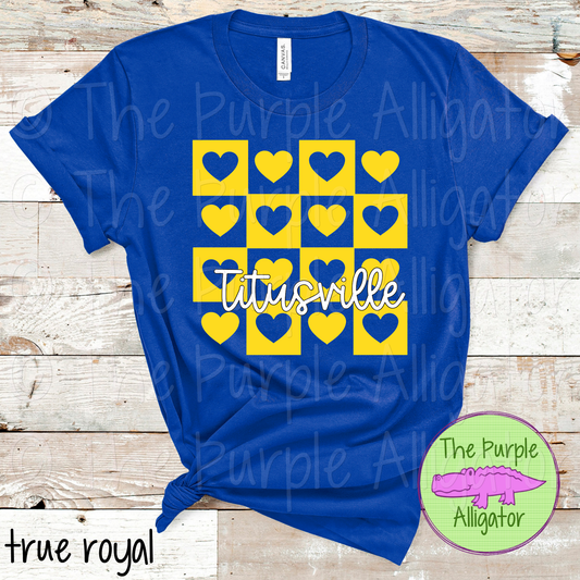 Titusville Heart Checkerboard School Spirit - CHOOSE YOUR DESIGN COLOR 0924 (d2f TPA)