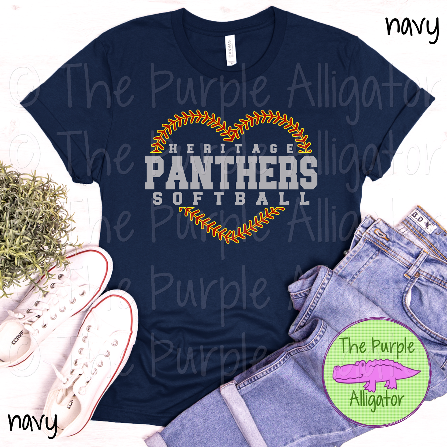 Heritage Panthers Softball SC59 Mascot School Spirit - CHOOSE YOUR TEXT COLOR (d2f TPA)