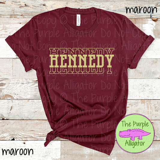 Kennedy Headliner - The Stacked Series | Bold Vintage Stacked Spirit Wear | Custom School & Mascot Apparel  0126 TPA