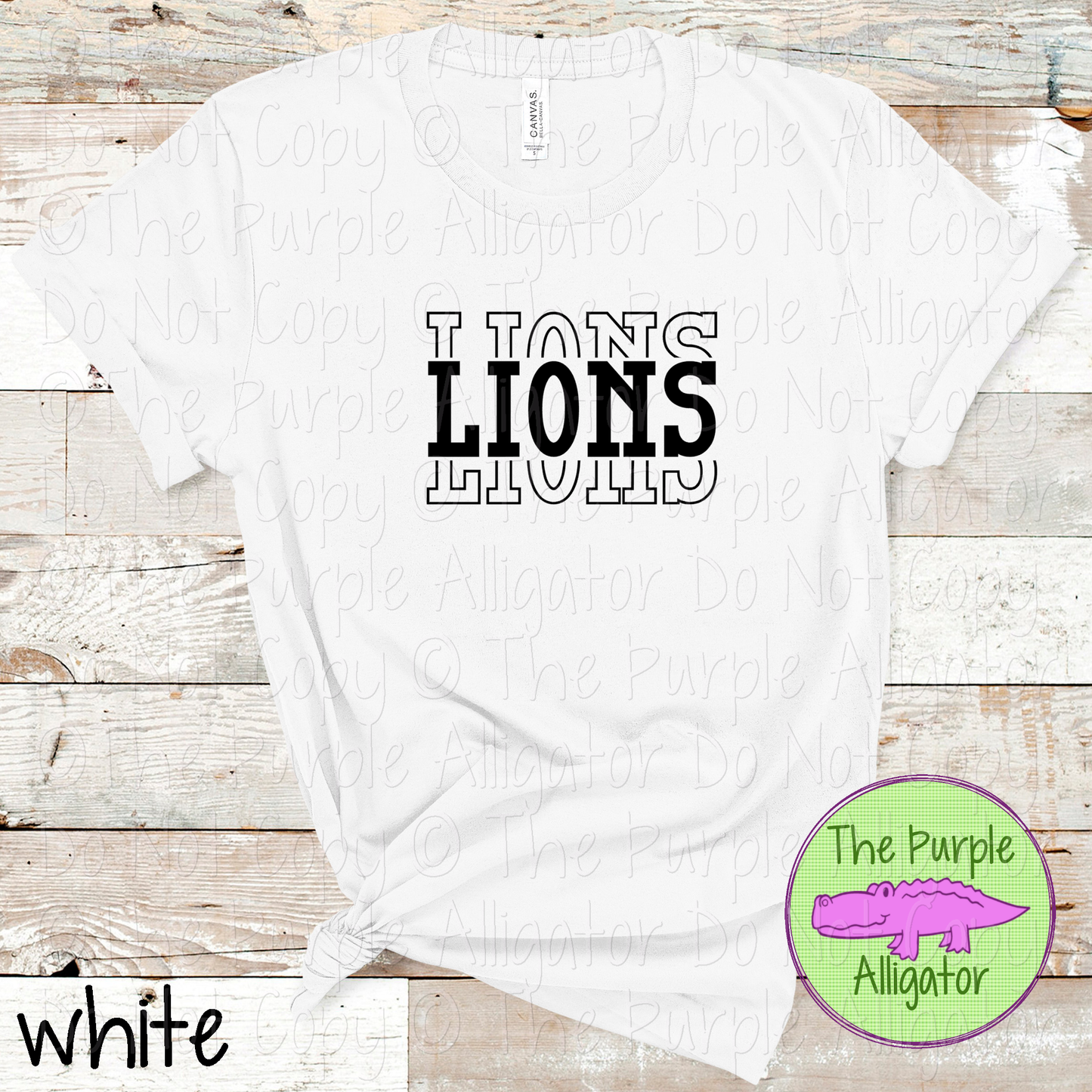 Lions Headliner - The Stacked Series | Bold Vintage Stacked Spirit Wear | Custom School & Mascot Apparel  0126 TPA
