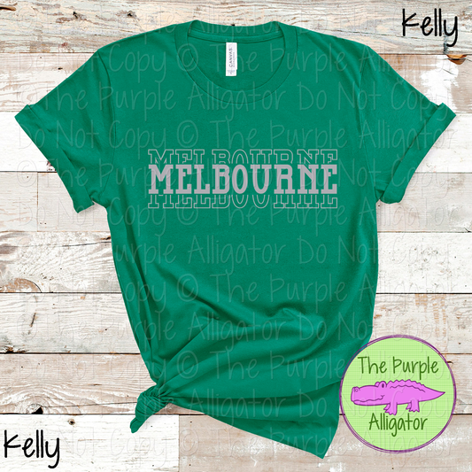 Melbourne Headliner - The Stacked Series | Bold Vintage Stacked Spirit Wear | Custom School & Mascot Apparel  0126 TPA