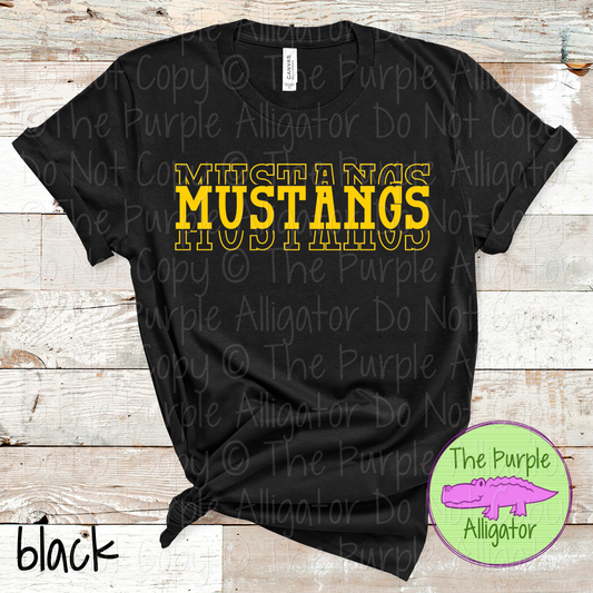 Mustangs Headliner - The Stacked Series | Bold Vintage Stacked Spirit Wear | Custom School & Mascot Apparel  0126 TPA