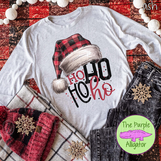 Ho Ho Ho Ho Buffalo Plaid Santa Hat 0924 (d2f HMD)