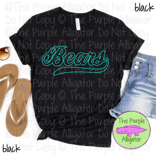 Bears Hollow Swash Mascot Spirit School Spirit Wear Team Swag - CHOOSE YOUR DESIGN COLOR - 0625 (d2f TPA)