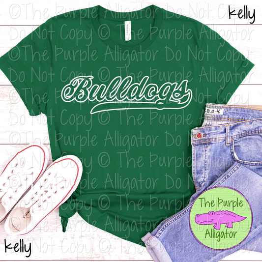 Bulldogs Hollow Swash Mascot Spirit School Spirit Wear Team Swag - CHOOSE YOUR DESIGN COLOR - 0625 (d2f TPA)