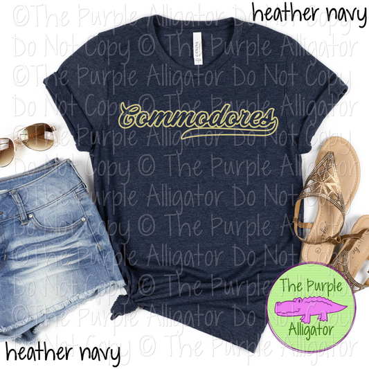 Commodores Hollow Swash Mascot Spirit School Spirit Wear Team Swag - CHOOSE YOUR DESIGN COLOR - 0625 (d2f TPA)