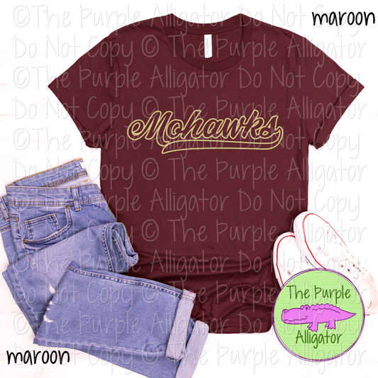 Mohawks Hollow Swash Mascot Spirit School Spirit Wear Team Swag - CHOOSE YOUR DESIGN COLOR - 0625 (d2f TPA)