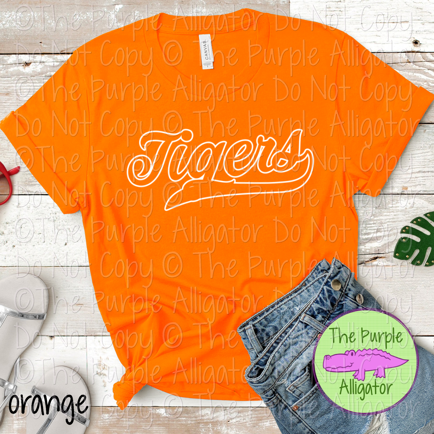 Tigers Hollow Swash Mascot Spirit School Spirit Wear Team Swag - CHOOSE YOUR DESIGN COLOR - 0625 (d2f TPA)
