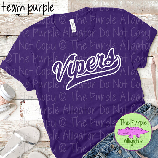 Vipers Hollow Swash Mascot Spirit School Spirit Wear Team Swag - CHOOSE YOUR DESIGN COLOR - 0625 (d2f TPA)