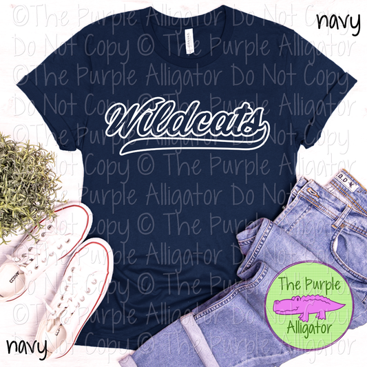 Wildcats Hollow Swash Mascot Spirit School Spirit Wear Team Swag - CHOOSE YOUR DESIGN COLOR - 0625 (d2f TPA)