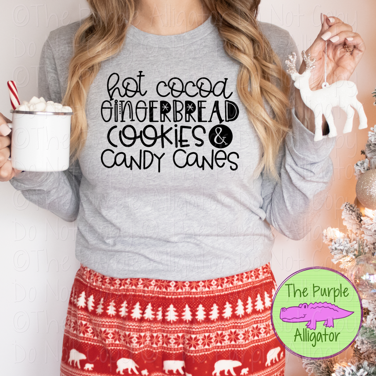 Hot Cocoa Gingerbread Cookies and Candy Canes Christmas Shirt and Sweatshirt 1119 IDK