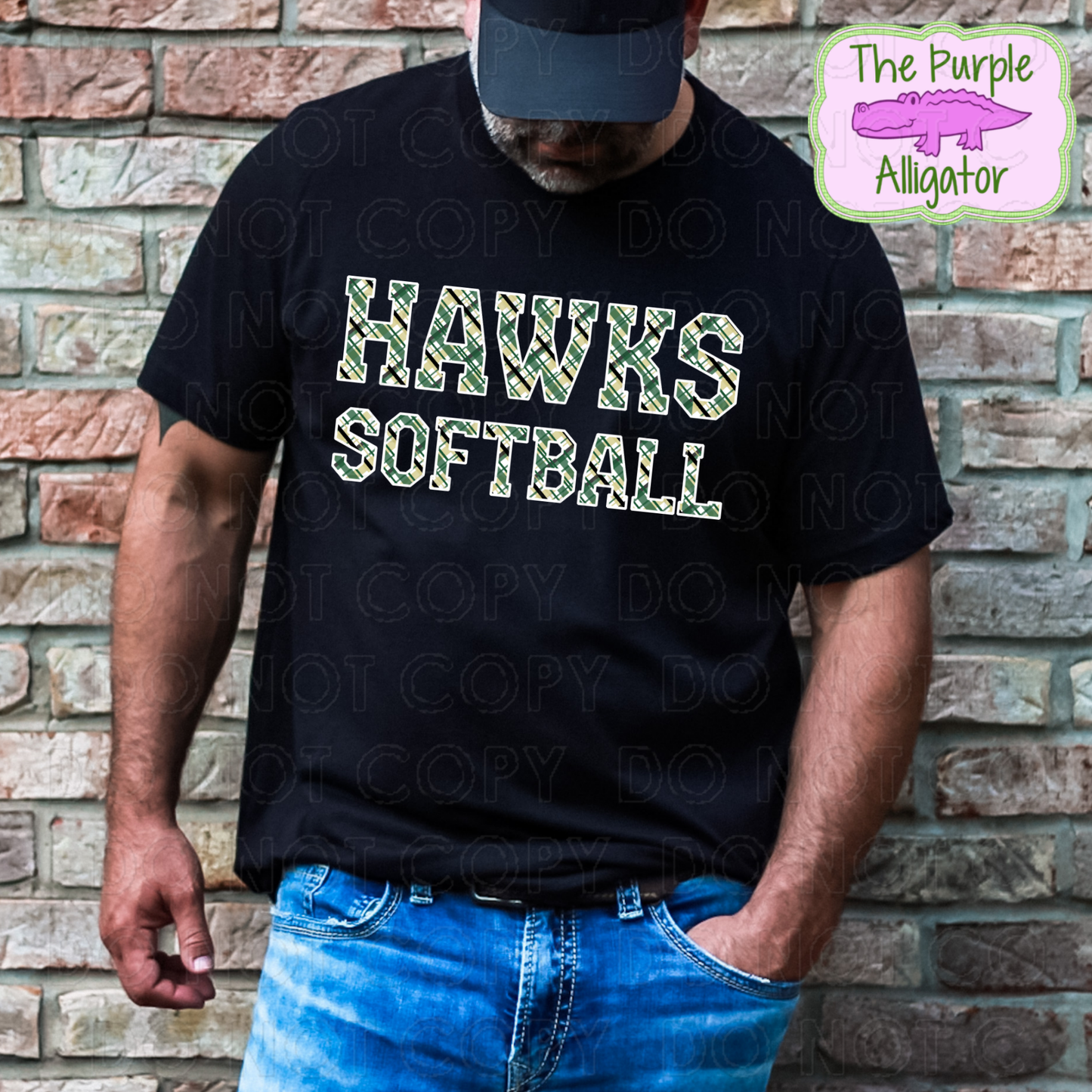 Hawks Softball Preppy Plaid Mascot School Spirit (d2f TPA)