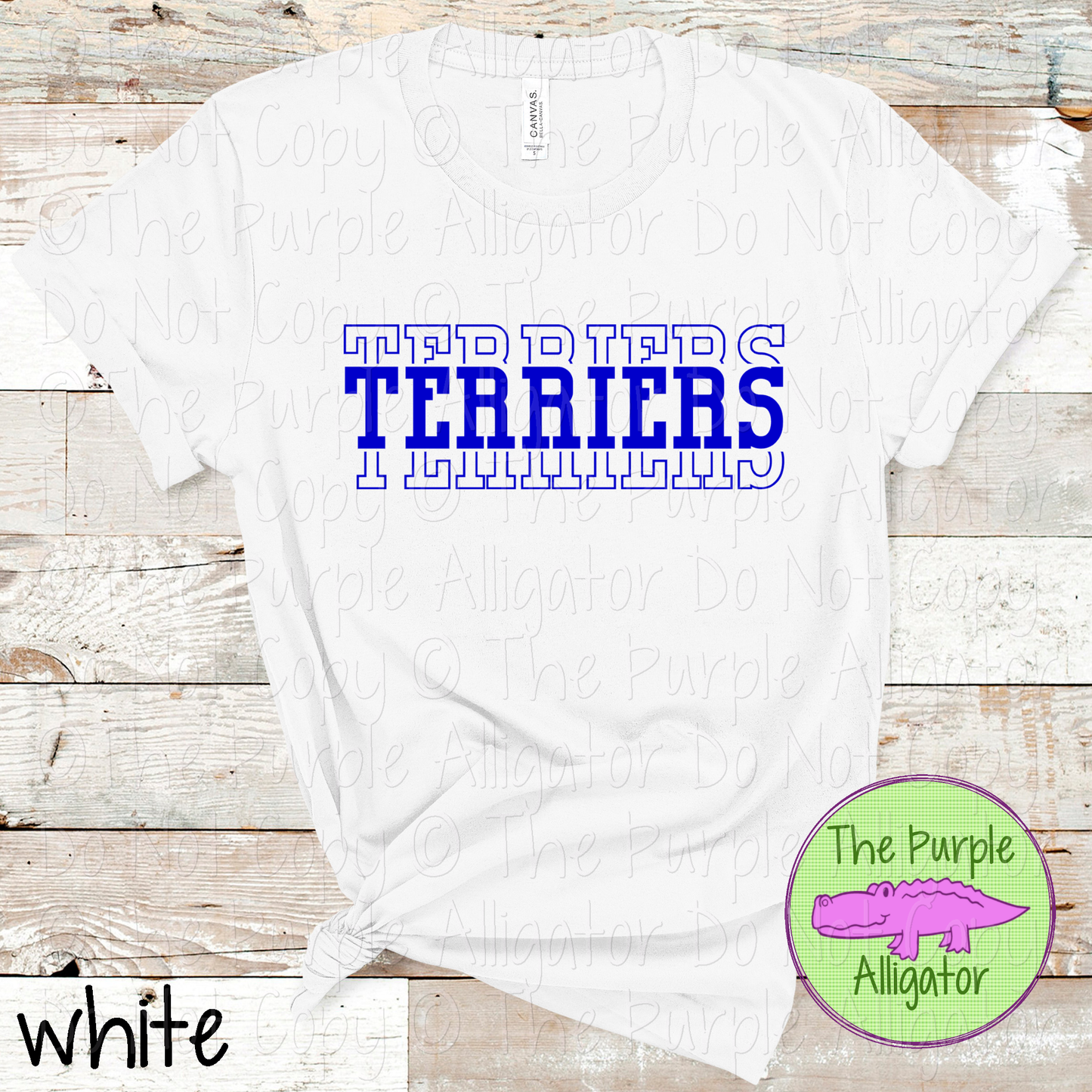 Terriers Headliner - The Stacked Series | Bold Vintage Stacked Spirit Wear | Custom School & Mascot Apparel  0126 TPA