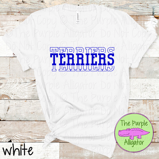 Terriers Headliner - The Stacked Series | Bold Vintage Stacked Spirit Wear | Custom School & Mascot Apparel  0126 TPA