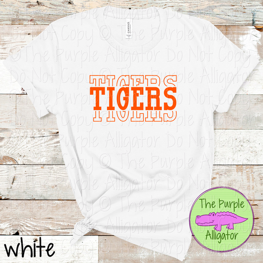 Tigers Headliner - The Stacked Series | Bold Vintage Stacked Spirit Wear | Custom School & Mascot Apparel  0126 TPA