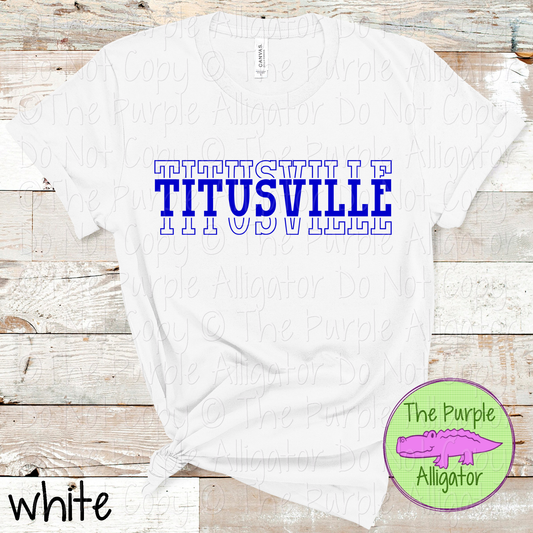 Titusville Headliner - The Stacked Series | Bold Vintage Stacked Spirit Wear | Custom School & Mascot Apparel  0126 TPA