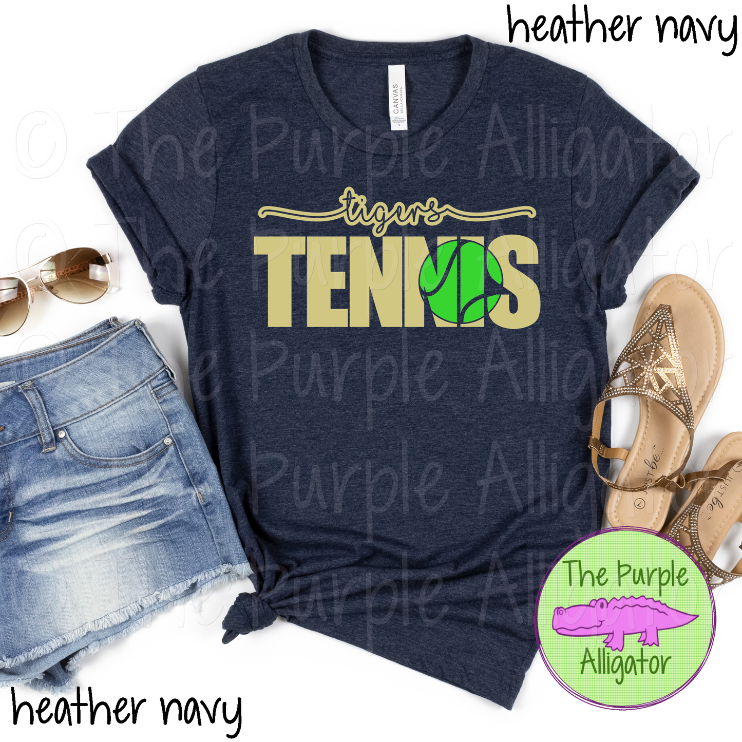 Tigers Tennis SC3 Mascot School Spirit - CHOOSE YOUR DESIGN COLOR (d2f TPA)