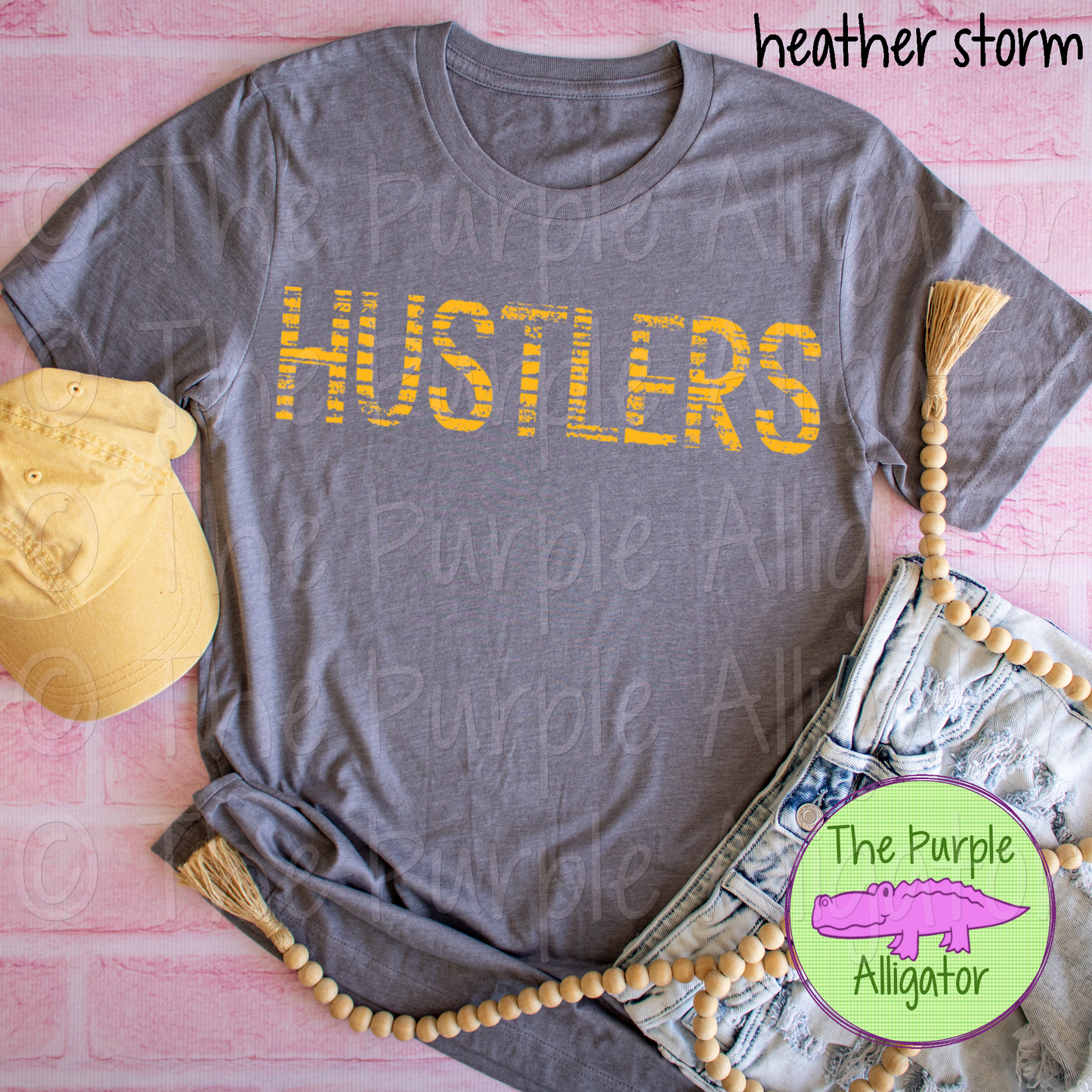 Hustlers Grunge Stripe Mascot School Spirit - CHOOSE YOUR TEXT COLOR (d2f TPA)