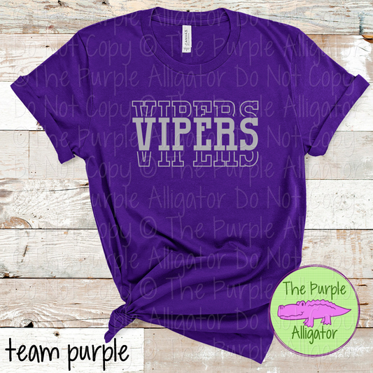 Vipers Headliner - The Stacked Series | Bold Vintage Stacked Spirit Wear | Custom School & Mascot Apparel  0126 TPA