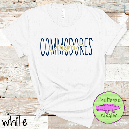 Commodores Mom Heartwave | Custom School Spirit Wear for Proud Moms - CHOOSE YOUR DESIGN COLORS 1025 (d2f TPA)