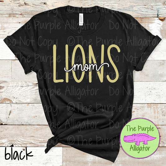 Lions Mom Heartwave | Custom School Spirit Wear for Proud Moms - CHOOSE YOUR DESIGN COLORS 1025 (d2f TPA)