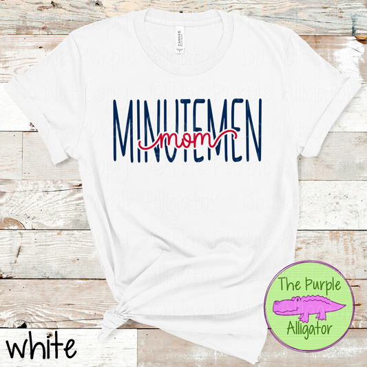 Minutemen Mom Heartwave | Custom School Spirit Wear for Proud Moms - CHOOSE YOUR DESIGN COLORS 1025 (d2f TPA)