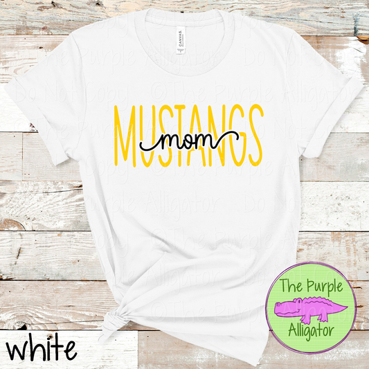 Mustangs Mom Heartwave | Custom School Spirit Wear for Proud Moms - CHOOSE YOUR DESIGN COLORS 1025 (d2f TPA)