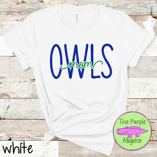 Owls Mom Heartwave | Custom School Spirit Wear for Proud Moms - CHOOSE YOUR DESIGN COLORS 1025 (d2f TPA)