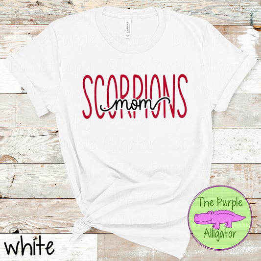 Scorpions Mom Heartwave | Custom School Spirit Wear for Proud Moms - CHOOSE YOUR DESIGN COLORS 1025 (d2f TPA)