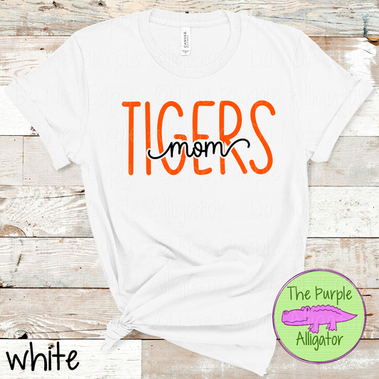 Tigers Mom Heartwave | Custom School Spirit Wear for Proud Moms - CHOOSE YOUR DESIGN COLORS 1025 (d2f TPA)