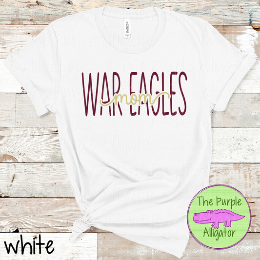 War Eagles Mom Heartwave | Custom School Spirit Wear for Proud Moms - CHOOSE YOUR DESIGN COLORS 1025 (d2f TPA)