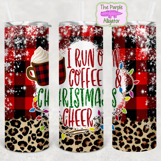 I Run on Coffee & Christmas Cheer BP Leopard (TP) 20oz Tumbler