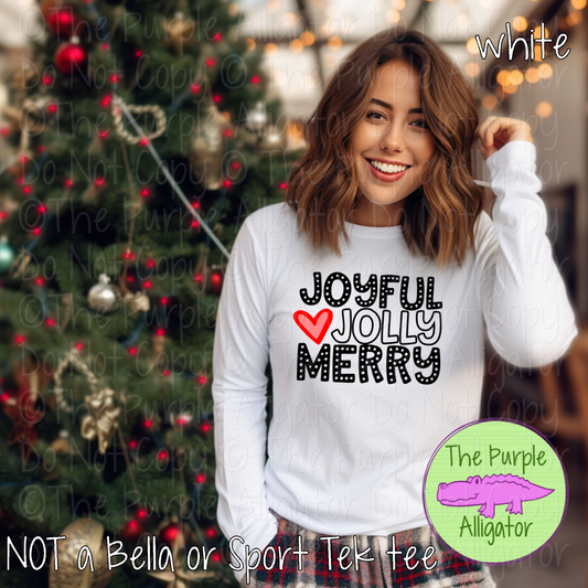 Joyful Jolly Merry Dots Christmas Shirt and Sweatshirt 1118 SCA