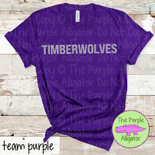 Timberwolves JTD Distressed Mascot School Spirit Wear CHOOSE YOUR TEXT COLOR 0225 (d2f TPA)