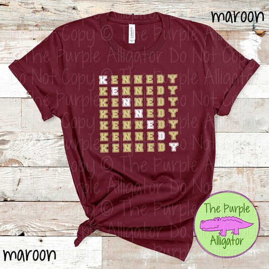 Kennedy 2 Color Stack Design | Custom Spirit Wear for Teachers, Students & Fans - CHOOSE YOUR DESIGN COLORS - 0725 (d2f TPA)