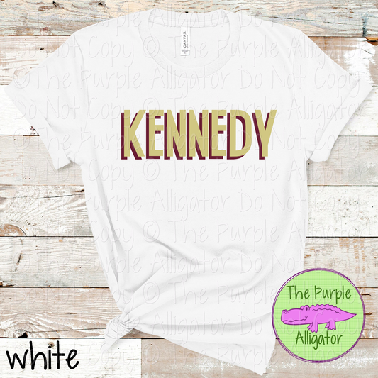Kennedy NF Two-Tone Offset Spirit Design | Bold Two-Color Offset Text Design | CHOOSE YOUR DESIGN COLORS 0825 (d2f TPA)