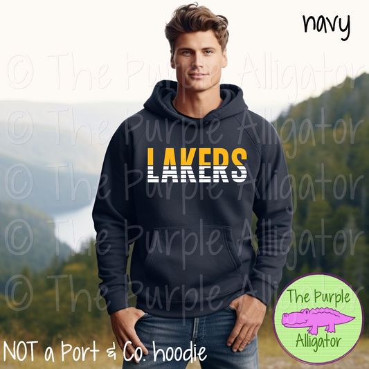 Lakers Split Alpha Mascot School Spirit - CHOOSE YOUR DESIGN COLORS (d2f TPA)