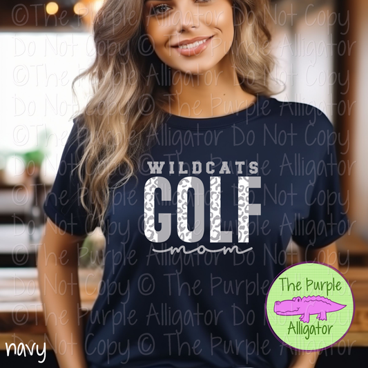 Wildcats Leopard Golf Mom Mascot School Spirit Wear Team Gear - CHOOSE YOUR DESIGN COLORS - 0525 (d2f TPA)
