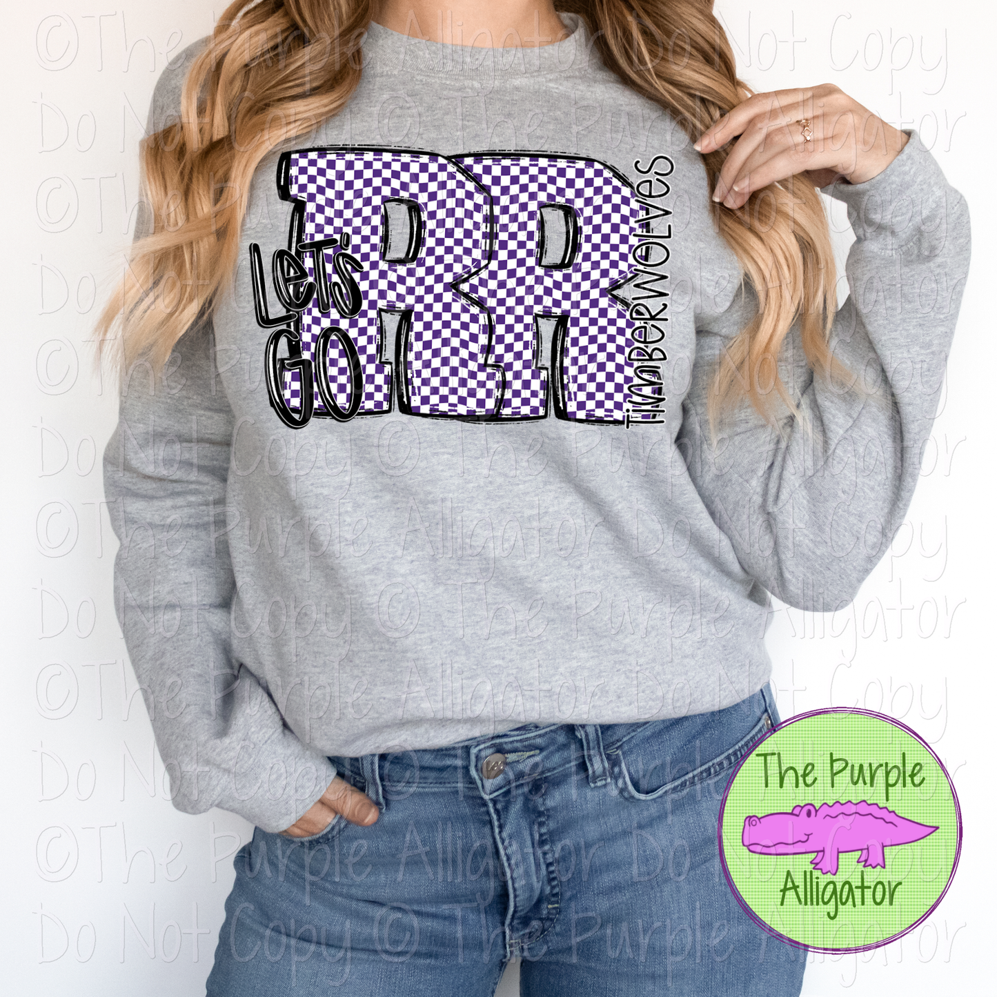 Let's Go Checkered RR River Ridge Timberwolves Mascot School Spirit Wear Team Gear 0325 (d2f SWD)
