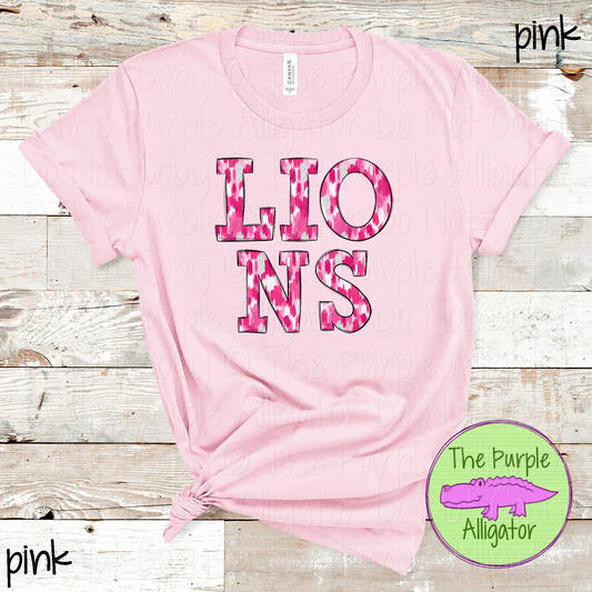 Lions Pink Out Brush Strokes – Custom Pink Mascot Spirit Wear Breast Cancer Awareness Apparel 0726 TPA