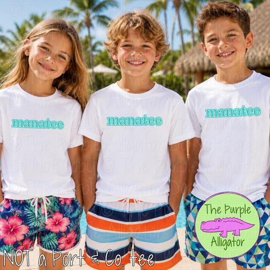 Manatee Legacy Outline - The Classic Series - Custom School & Mascot Spirit Wear Apparel 0626 TPA