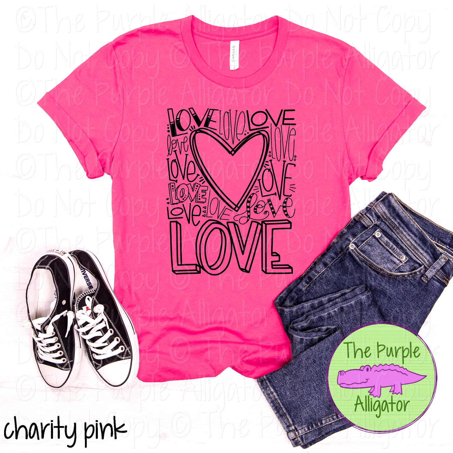 Love Heart Typography Shirt - Word Art Love Tee - Romantic Graphic Shirt  0320 KL