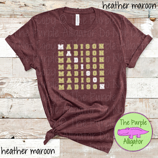 Madison 2 Color Stack Design | Custom Spirit Wear for Teachers, Students & Fans - CHOOSE YOUR DESIGN COLORS - 0725 (d2f TPA)