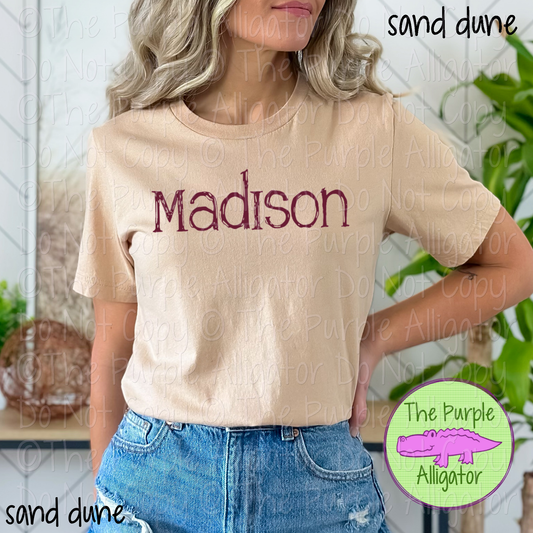 Madison Distorted | Bold Brush Stroke Spirit Wear Design – Rough Distorted School Style | CHOOSE YOUR TEXT COLOR - 0825 (d2f TPA)