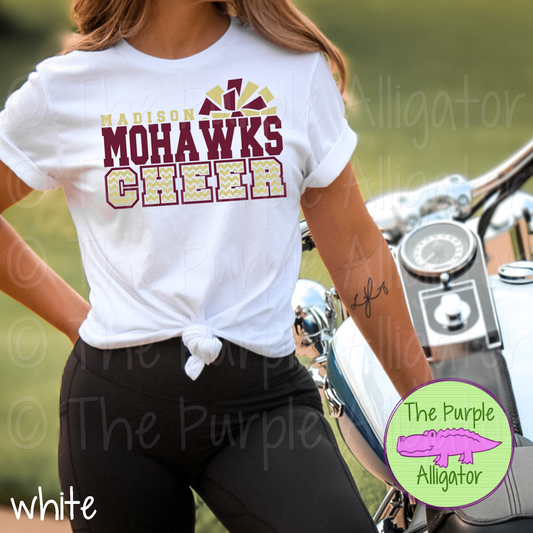 Madison Mohawks Cheer SC8 Mascot School Spirit - CHOOSE YOUR DESIGN COLORS (d2f TPA)