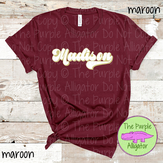 Madison B-Retro | Custom Retro School Spirit Wear for Students, Staff & Fans - CHOOSE YOUR DESIGN COLORS 0725 (d2f TPA)