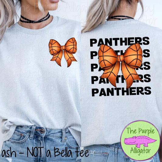 Panthers Stack Basketball Bow Front/Back Mascot School Spirit Wear Team Gear - CHOOSE YOUR TEXT COLOR - 0425 (d2f TPA)