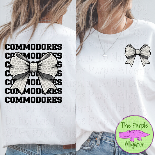 Commodores Stack Golf Bow Front/Back Mascot School Spirit Wear Team Gear - CHOOSE YOUR TEXT COLOR - 0425 (d2f TPA)