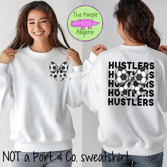 Hustlers Stack Soccer Bow Front/Back Mascot School Spirit Wear Team Gear - CHOOSE YOUR TEXT COLOR - 0525 (d2f TPA)
